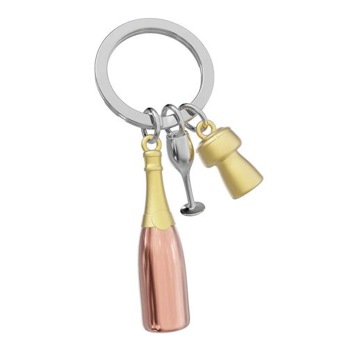 Metalmorphose Champagne Bottle in Rose Gold Keychain